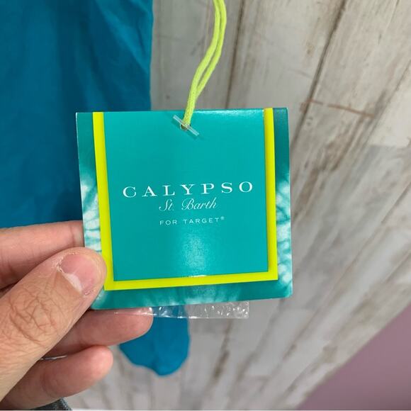 NWT Calypso St. Barth for Target Blue Woven Side Cinch Cotton Top Lightweight - Picture 3 of 6